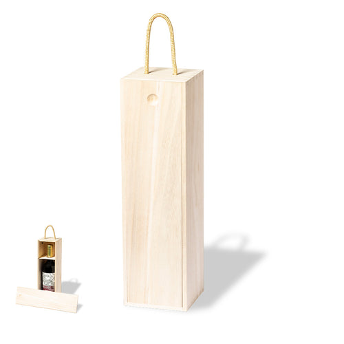Premium presentation box for 1 bottle made of natural Paulownia wood, lightweight and resistant - Grimbur Personalised