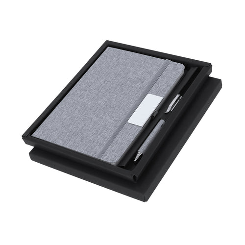 Set Di Blocchi E Quaderni Wendam Personalizzato - Set block notes e penna RPET, realizzato in plastica riciclata per incoraggiare il riutilizzo dei rifiuti plastici e contribuire alla sostenibilità del pianeta