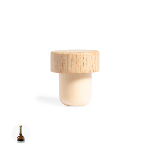 Reusable bottle lid, with natural wood top and airtight base - Filden Personalised