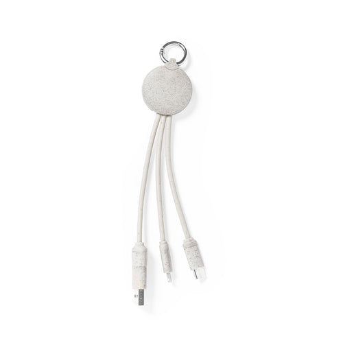 Charging cable with ring made in wheat straw, promoting the use of natural raw materials and reducing polluting emissions - Dumof Personalised