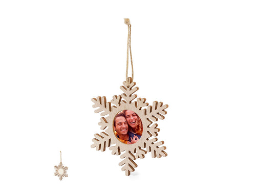 Elegant Christmas ornaments with photo frame made of soft wood - Jorik Personalised