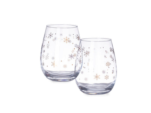 Set of 2 glasses with original snowflake design and 500ml capacity - Katnis Personalised