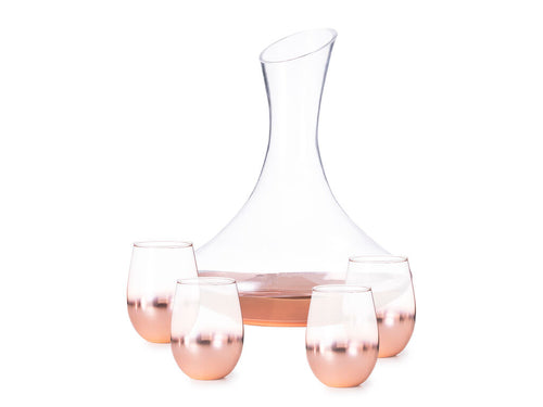 Elegant wine set made of glass, with a delicate and innovative gradient rose coating - Prescot Personalised