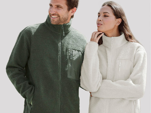Jacket in warm 450g/m2 RPET sherpa material, with matching color, polar fleece lining - Killian Personalised