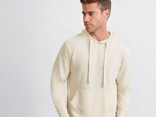 Lightweight unisex sweatshirt with kangaroo pocket and lined hood in plain knit, with matching color strings - Landon Personalised