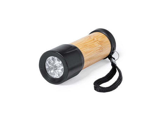 Torch made of bamboo and resistant black ABS - Freddie Personalised