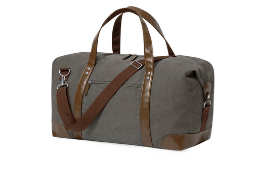 Stylish bag in durable 475g/m2 grey canvas, with durable and functional leatherette handles all around the bag and reinforced corners - Sharyl Personalised