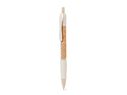Push-button mechanism ball pen with natural cork barrel - Ankor Personalised