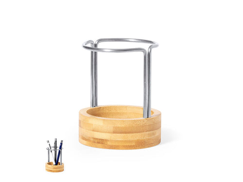 Unique design holder made in varnished bamboo and resistant stainless steel - Oswin Personalised