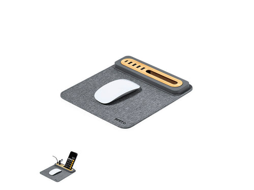 Stylish and functional mouse pad made of a combination of soft RPET polyester and bamboo - Craig Personalised