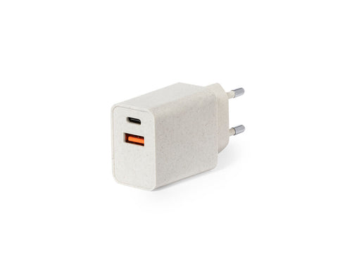 USB wall charger with fast charging, made in wheat straw - Avery Personalised