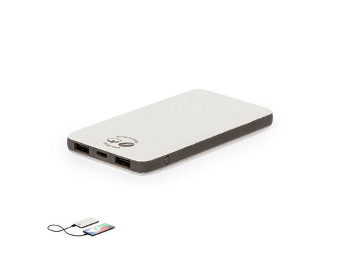 External 5,000 mAh auxiliary battery, made of coffee fibre and recycled cotton - Mayer Personalised