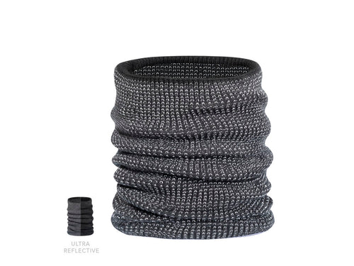 Warm reflective neck gaiter in ribbed knit, made of soft elastic acrylic material in combination with polyester - Dolberg Personalised
