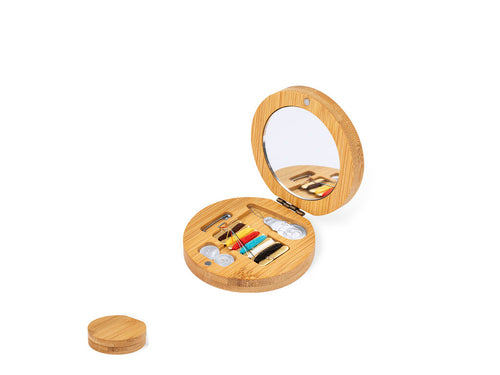 Practical sewing set, presented in a bamboo case, with mirror inside and magnetic clasp - Atriax Personalised