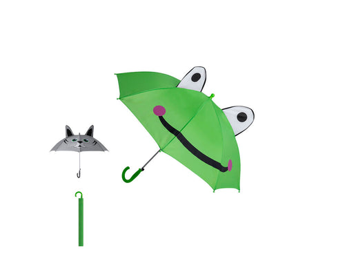 Children's umbrella with fun cat and frog designs - Seter Personalised