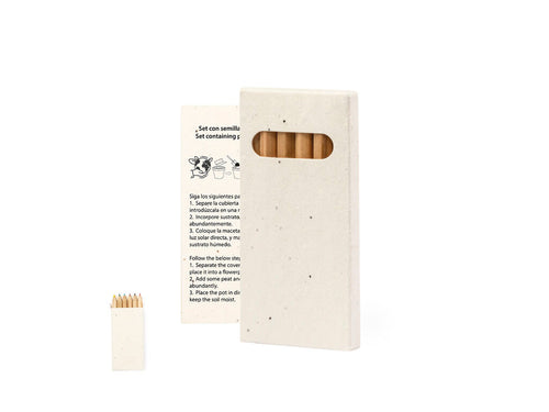 Set of 6 pencils in a natural cardboard box with seeds - Delar Personalised