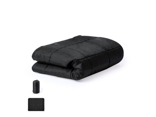 Premium picnic blanket made of durable 190T RPET polyester with black finish - Barea Personalised