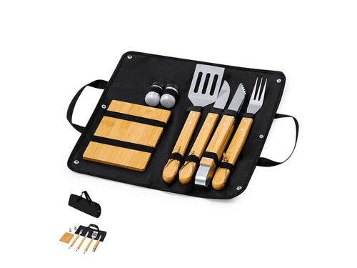 Barbecue set made of bamboo and stainless steel - Estrol Personalised