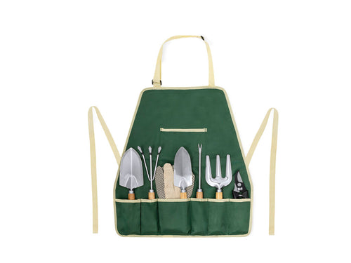 Complete gardening set with 7 accessories and adjustable apron with pockets - Kuruma Personalised