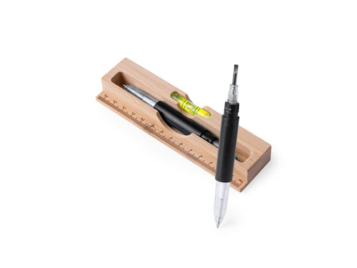 Practical multi-tool with 5 functions, made of resistant carbon steel and finished in black - Margorix Personalised