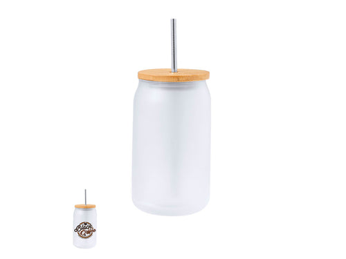 Sublimation jar with body made in resistant frosted glass, with 400 ml capacity - Fonix Personalised