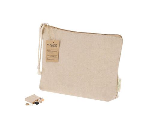 Toilet bag made of recycled cotton in elegant natural tone - Theris Personalised
