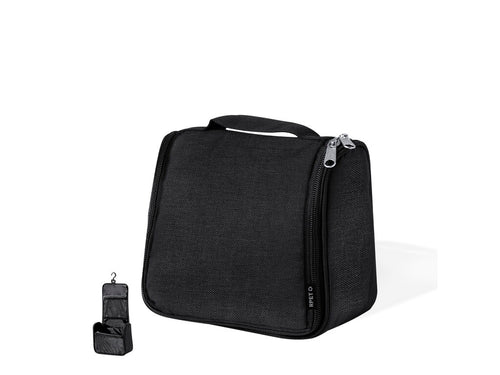 Beauty bag made of RPET, to store personal hygiene items, with practical hook to hold it anywhere - Gean Personalised