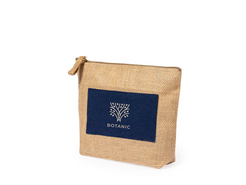 Multipurpose beauty bag in a combination of laminated jute and natural cotton - Kasmie Personalised