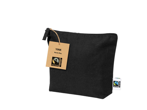 Nature line beauty bag, made of cotton, in elegant black - Yink Fairtrade Personalised