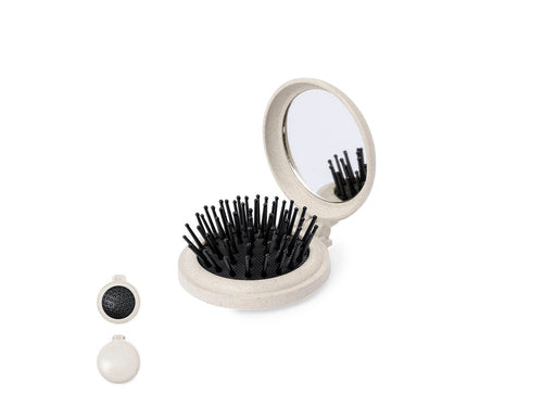 Foldable brush with mirror made of wheat straw - Flege Personalised