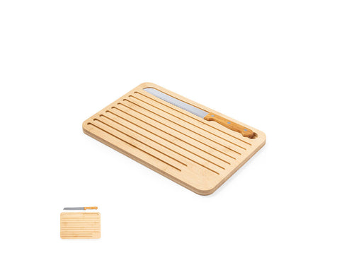 Kitchen board made of bamboo, including a knife - Myoria Personalised
