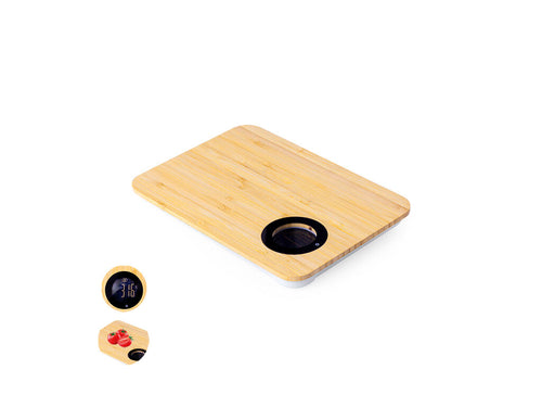 Cutting board made of resistant bamboo, with integrated digital scale - Mentina Personalised