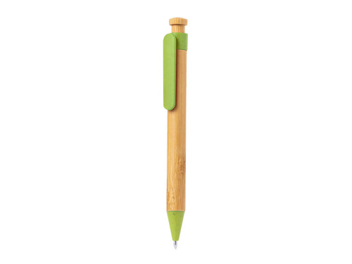 Ball pen with push mechanism made of bamboo and wheat straw - Melky Personalised