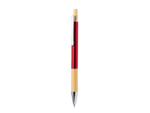Stylish bamboo and Aluminium ball pen with push-button mechanism - Weler Personalised