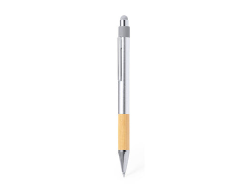 Stylish recycled Aluminium and bamboo ball pen pointer with push button mechanism - Deimox Personalised