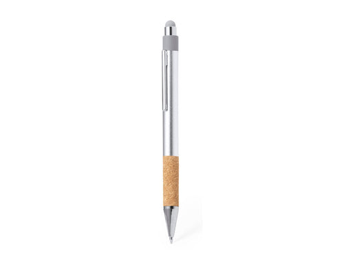 Stylish recycled Aluminium and cork ball pen pointer with push button mechanism - Fobox Personalised