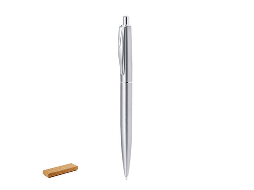 Refined ball pen in Recycled Stainless Steel with push-button mechanism - Lukonen Personalised