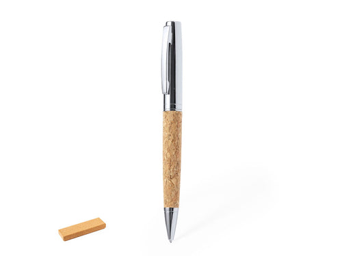 Elegant cork and metal ball pen with twist mechanism - Fitin Personalised