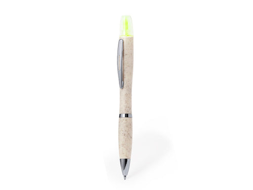 Practical ball pen made of wheat straw and ABS, with marker included - Kinun Personalised
