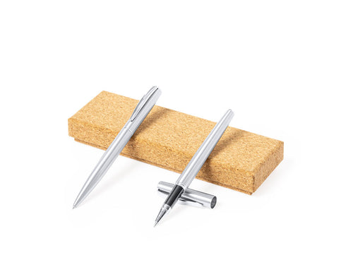Ball pen and roller pen set made of Recycled Stainless Steel - Rodrix Personalised