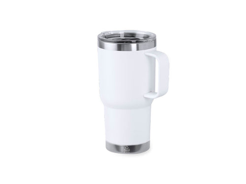 Table-top insulated mug made of recycled stainless steel, with double wall and 600 ml capacity matte color - Paster Personalised