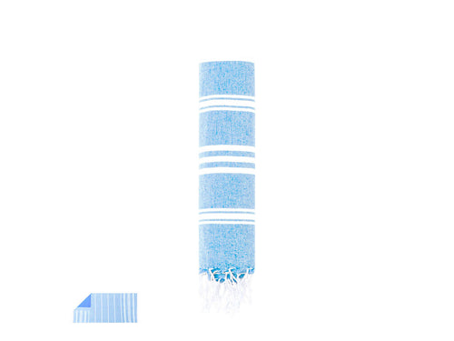 Soft pareo towel in a combination of 130g/m2 recycled cotton on the front side and 125g/m2 polyester at the back - Harlow Personalised