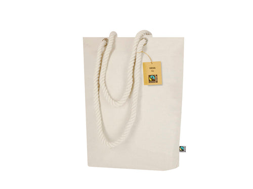 Fairtrade line bag, made in cotton of 280g/m2 and in natural colour - Hexa Fairtrade Personalised