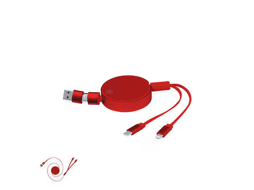 Extendable charger cable made of recycled aluminium with metallic finish - Freud Personalised