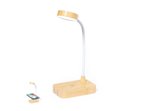 Lamp with charger function, made of resistant bamboo - Gregal Personalised