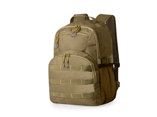 Tactical backpack in durable 800D polyester in sand brown tones - Salced Personalised