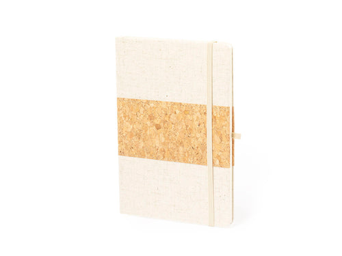 Notepad with hard covers made of cork and linen - Yacard Personalised