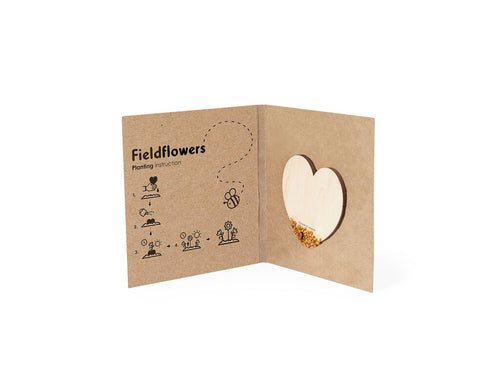 Heart of seeds made in natural wood, with wildflower seeds ready for planting - Liani Personalised