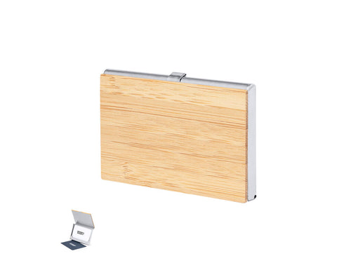 Stylish card holder made of soft bamboo with a hard cover and push-on closure - Eltanin Personalised
