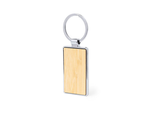 Smart keyring made in bamboo and chromed finishing metal - Arixon Personalised